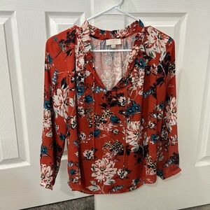 LOFT XS PETITE FLORAL 3/4 length TOP